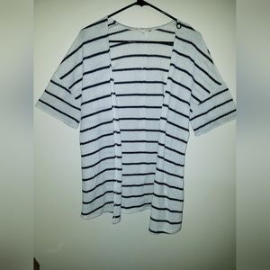 Striped short sleeved cardigan